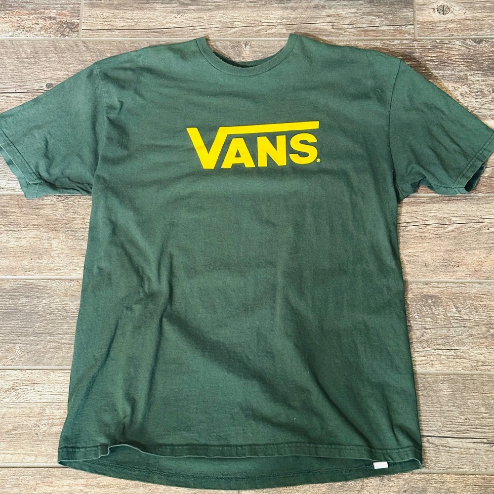 Vans - Green with Yellow Logo Short Sleeve T-shirt XL  Extra Large